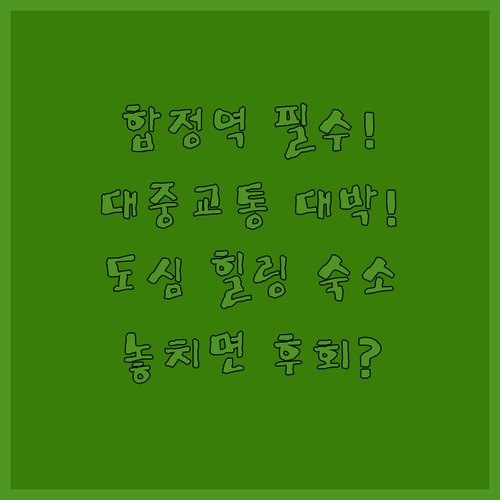 서울 숙소 추천 대중교통 편한 합정역 근처 도심 힐링 거점