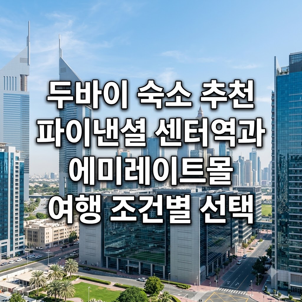 두바이 숙소 추천 파이낸셜 센터역과 에미레이트몰 여행 조건별 선택